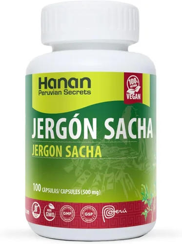 HanAn Jergon Sacha 100 Cápsulas - Polvo de hoja de draconcio Loretense Krause natural de Perú