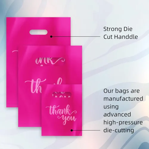 Miniatura 3 de Paquete de 200 bolsas de compras con texto en inglés "Thank You" para negocios, pequeñas ferias de manualidades, bolsa de mercancía de 13.8 x 9.8