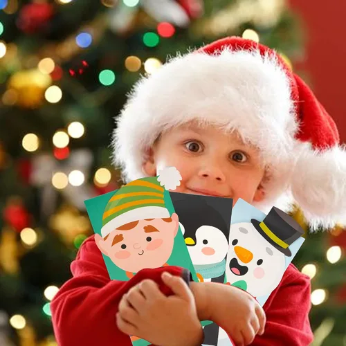 Miniatura 7 de Uptotop - Paquete de 24 bolsas navideñas 2D con 6 diseños diferentes con temáticas festivas para guardar dulces y regalos