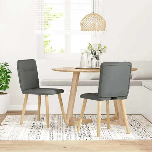 Miniatura 2 de Juego de 2 sillas de comedor modernas tapizadas de tela gris oscuro con marco de madera de metal para cocina, sala de estar, decoración de granja