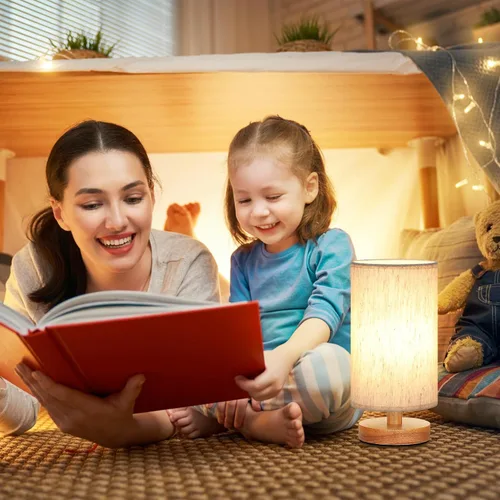 Miniatura 5 de Fenmzee Lámpara de mesa pequeña para dormitorio, control en línea, lámpara de noche con bombilla LED A15 de 3000 K, fácil montaje