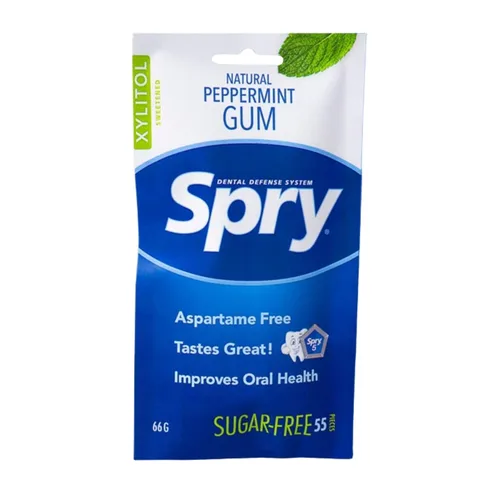 Spry On The Go Fresh Chicle Natural de Xilitol Sistema de Defensa Dental - Sin Aspartamo, Sin Azúcar, Sin OMG (Menta, 55 Unidades - Paquete de 1)