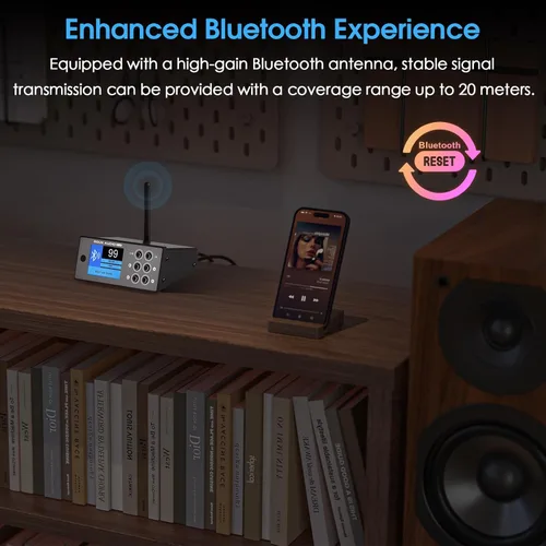 Miniatura 3 de Douk Audio B1FM Bluetooth 5.1 Receptor DAC, reproductor de música estéreo de alta fidelidad con LDAC y aptX HD, radio FM premium, salidas digitales