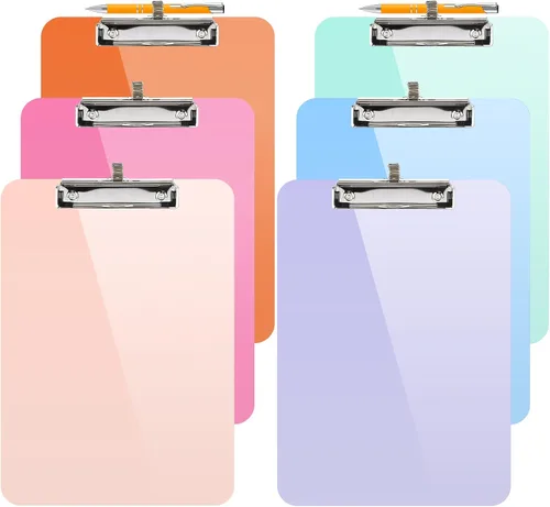 Miniatura 16 de Sooez Portapapeles de plástico con soporte para bolígrafo, [10% más grueso] Tableros de clip de 8.5 x 11 pulgadas con clip de perfil bajo, lindo