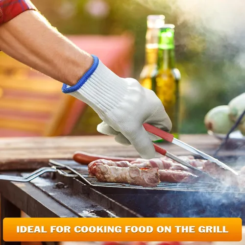 Miniatura 6 de Guantes resistentes al calor para cocinar: 2 pares de guantes de algodón para ollas de cocina, guantes de cocina para hornear, guantes de cocina al