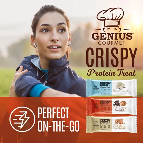 Miniatura 8 de Genius Gourmet Golosina de proteína crujiente, mantequilla de maní de chocolate, aperitivo Keto, bajo en carbohidratos, bajo en azúcar y sin gluten
