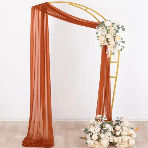 Miniatura 5 de Socomi Tela Transparente de Terracota para Decoración de Bodas Otoñales, Tela de Drapeado 29" x 20 Pies, 1 Panel, Cortina para Arco Exterior