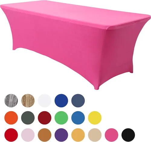 Miniatura 92 de Obstal Funda de mesa de elastano elástica de 4 pies para mesas plegables estándar, paquete de 2 manteles rectangulares universales ajustables