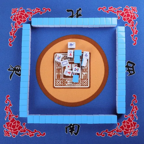 Miniatura 4 de Alfombrilla de Mahjong con 3 dados y bolsa de transporte, alfombrilla de mesa antideslizante y de reducción de ruido para juegos de póker, cartas