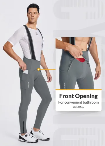 Miniatura 2 de BALEAF Pantalones de ciclismo de invierno para hombre, con acolchado 4D, térmicas, resistentes al agua, para ciclismo, para clima frío, bolsillos