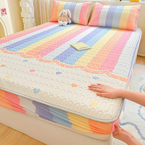 Miniatura 22 de FCLDESHOP Comfort Hotel - Sábana bajera ajustable de bolsillo profundo, juego de sábanas bajeras y fundas de almohada de seda de hielo de látex