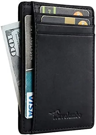 Miniatura 2 de Travelambo Billetera delgada con bolsillo delantero y clip para el dinero con bloqueo de identificación por radiofrecuencia, talla única