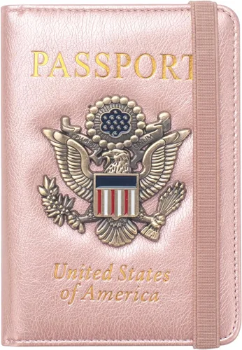 Miniatura 12 de Coowayze Funda para pasaporte para mujeres y hombres, funda de cuero para pasaporte estadounidense con ranura para tarjeta de vacunación