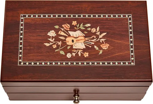 Miniatura 2 de Mele & Co. Brynn Joyero de madera con motivo de marquetería florentina en acabado de nogal