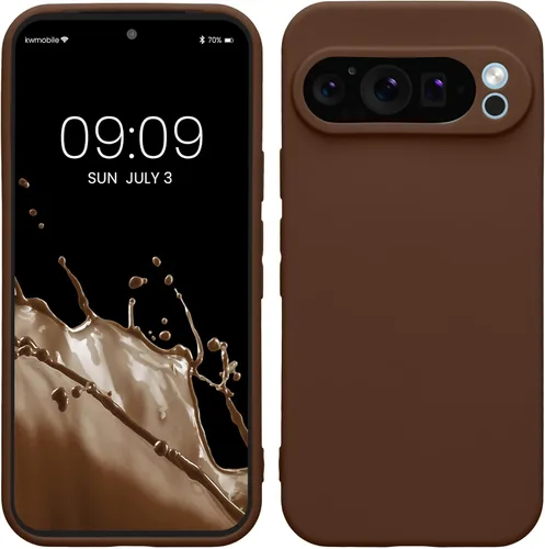 Miniatura 12 de kwmobile Funda compatible con Google Pixel 9 Pro - Funda protectora delgada de TPU para teléfono - Acabado mate suave - Negro mate