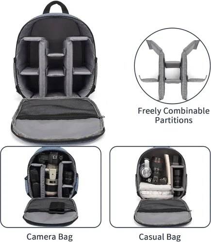Miniatura 4 de Mochila pequeña para cámara DSLR SLR sin espejo, para viajes al aire libre, senderismo, fotografía, impermeable, unisex, compatible