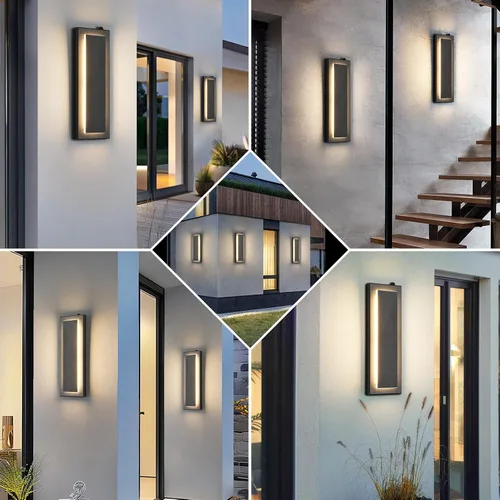 Miniatura 7 de tewei Aplique de Pared LED para Exteriores de Anochecer a Amanecer Iluminación Exterior, Accesorios de Iluminación Exterior Moderna Negro Mate Luces