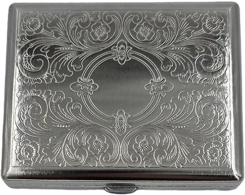 Miniatura 6 de Estuche para cigarrillos retro estilo victoriano de metal para tamaño regular, king y 100, tarjetero de bolsillo de seguridad, grande