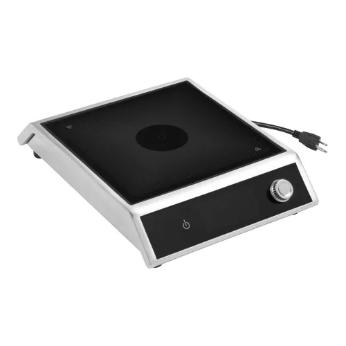 Vollrath MPI4-1800 Rango de inducción de potencia media para encimera con control de perilla, 1800 W, acero inoxidable y parte superior de vidrio,