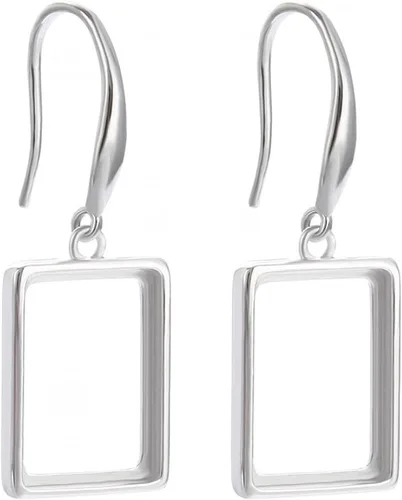 Miniatura 8 de Bisel de plata de ley 925 en blanco, ajuste de montaje, bandeja para aretes ovalados/cuadrados/rectangulares para hacer joyas de manualidades