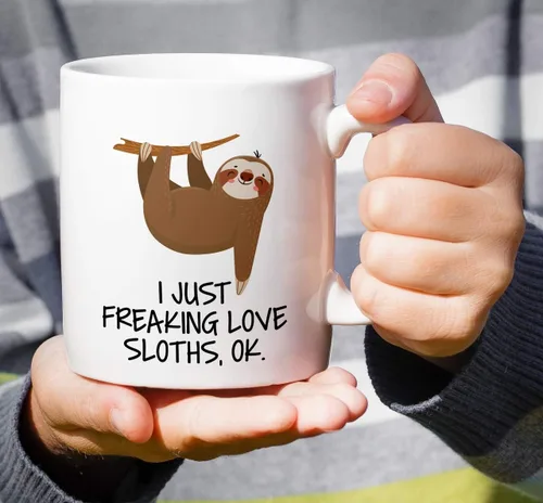 Miniatura 4 de Retreez Taza divertida – I Just Freaking Love Sloths - Tazas de café de cerámica de 11 onzas – Divertido, sarcasmo, sarcástico, motivacional
