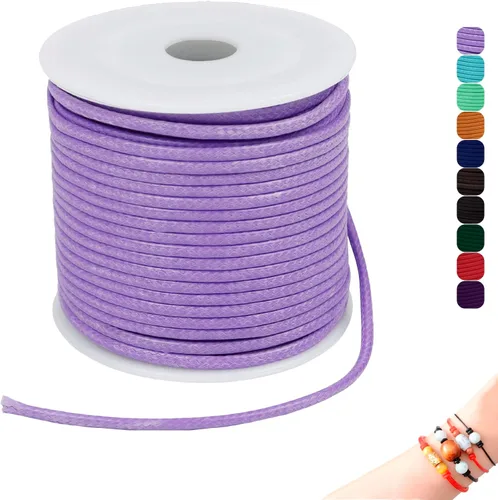 Miniatura 10 de CAMAL Cuerda de cera de 0.069 pulgadas para hacer pulseras, hilo encerado de 23 yardas para joyería y pulsera, cordón encerado para manualidades