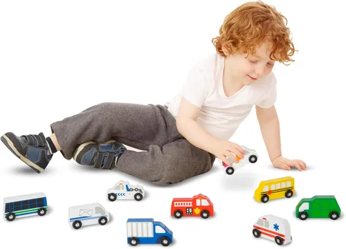 Miniatura 8 de Melissa & Doug - Juego de vehículos de madera en bandeja de madera (9 piezas)