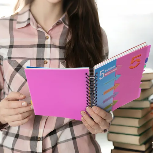 Miniatura 4 de CAGIE- Cuaderno pequeño universitario con tapa en espiral, A5 de 5 x 7 pulgadas, con pestañas separadoras extraíbles para 5 materias, 220 páginas