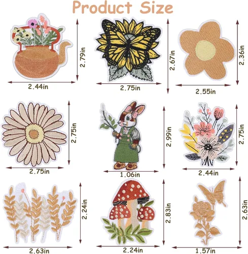 Miniatura 2 de 20 PCS Parches Bordados Vintage de Planchar para Ropa, Parches Aplicados Estéticos Femeninos para Coser para Mujeres, Lindo Parche de Bordado