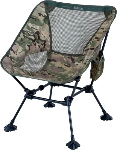 Miniatura 10 de iClimb Silla de camping ultraligera compacta plegable para playa con pies grandes antihundimiento y soporte de espalda con cuerda