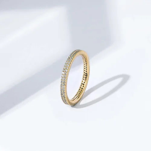 Miniatura 5 de Tienda Essentials Anillo de eternidad de doble fila chapado en oro de 14 quilates o rodio