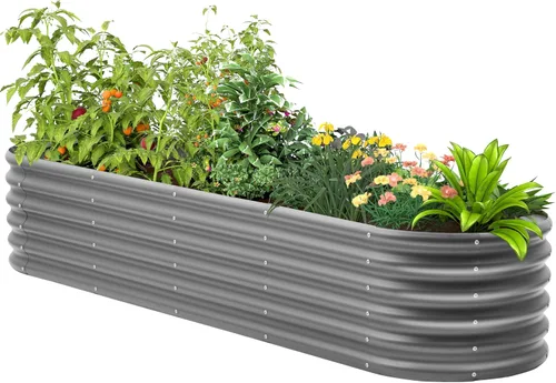Miniatura 22 de Paquete de 2 camas de jardín elevadas galvanizadas de 2 x 1 pies, cama para macetas al aire libre, jardinera de metal para jardinería y plantación