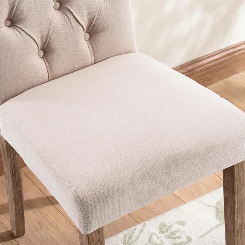 Miniatura 12 de Juego de sillas de comedor Parsons tapizadas copetudas, decoración de comedor de tela, elegante y moderna, para cocina, sala de estar con botones