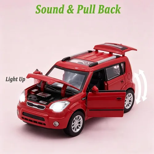 Miniatura 2 de Coches de juguete de fundición a presión, modelos de coches KIA Soul, coches de retroceso, juguete de coche con sonido y luz para niños de 3+ años