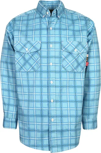 Miniatura 8 de KONRECO Camisas FR para hombre, resistentes al fuego, camisa de trabajo con botones, 100% algodón, 6.5 onzas, camisas de soldadura ligeras