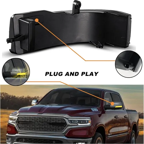 Miniatura 3 de Espejo lateral dinámico secuencial LED luces de marcador compatibles con Dodge Ram 1500 camioneta Big Horn Rebel Laramie Longhorn Limited TRX