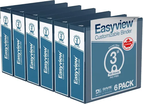 Miniatura 66 de Easyview - Carpetas prémium de 3 anillas con cubiertas transparentes y anillos redondos, carpetas para la escuela u oficina, 1 pulgada, paquete