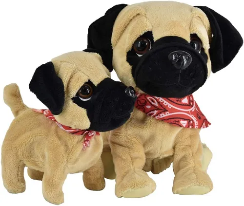 Miniatura 7 de WEofferwhatYOUwant Pug Daddy - Juguete interactivo de peluche robot para perros pequeños - Activado por tacto y sonido, 8 trucos realistas - Ladrar