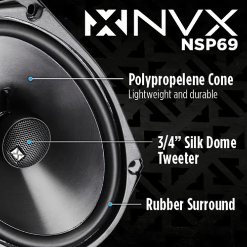 Miniatura 2 de NVX NSP69 Paquete de altavoces coaxiales de 2 vías de 6 x 9 con arnés Metra 72-1002 – 900 W pico, tweeters de cúpula de seda, instalación