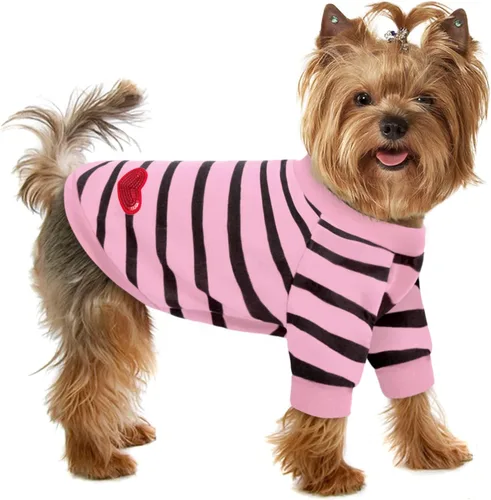 Miniatura 24 de Camiseta a rayas para perros y gatos, chaleco de algodón para primavera, verano, para mascotas, adecuada para mascotas pequeñas y medianas y Amarillo