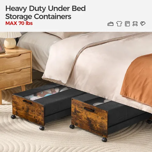 Miniatura 6 de FOUCSSOMEI Almacenamiento debajo de la cama con ruedas, contenedores de almacenamiento debajo de la cama, cajones debajo de la cama con marco