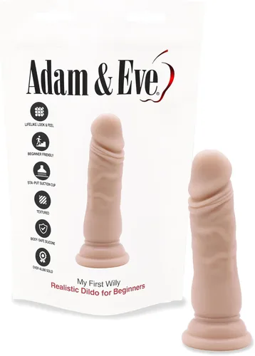 Miniatura 11 de Adam & Eve Consolador realista de 10 pulgadas con base de succión para juego con manos libres, eje grueso y flexible con venas y bolas realistas