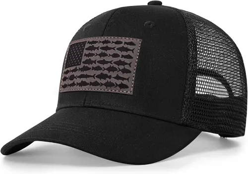 Miniatura 16 de Sombrero de camionero con bandera de pez estadounidense, regalos de pesca para hombres, sombrero de pesca Snapback perfecto para pesca y uso diario
