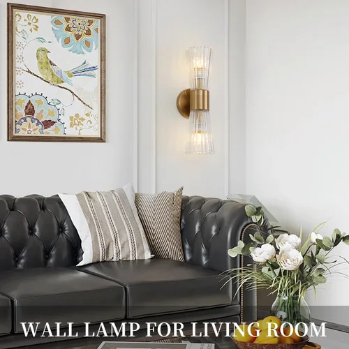 Miniatura 8 de EFINEHOME Apliques de pared modernos de mediados de siglo con pantalla de vidrio de cristal, luces de tocador de baño de 2 luces de vidrio, apliques