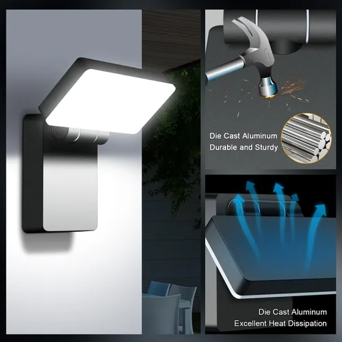 Miniatura 6 de Faro LED de Inundación de 60W para Exteriores, Paquete de Pared 5000K, Cabezal Giratoria 360°, Impermeable IP65, 6000LM, 85V-277V, Faro de Seguridad