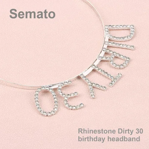 Miniatura 4 de Semato Kit de diadema plateada para cumpleaños número 30 con banda y diamantes de imitación sucios de 30 cumpleaños para ella plateado