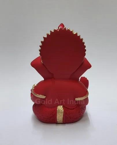 Miniatura 4 de Gold Art India Mukut Ganesha Idol para tablero de instrumentos de automóvil, granate, rojo y dorado, pequeño, Ganesha Murti Ganpati, ídolo