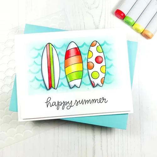Miniatura 2 de Juegos de sellos y troqueles transparentes de tabla de surf de verano para hacer tarjetas, plantillas de corte troquelado para álbumes de recortes
