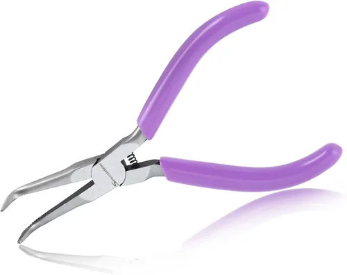 SPEEDWOX Alicates de Punta de Aguja Doblada con Mandíbula Dentada Mini Alicates de Punta Larga Doblados Alicates Removedores de Aguja Herramientas