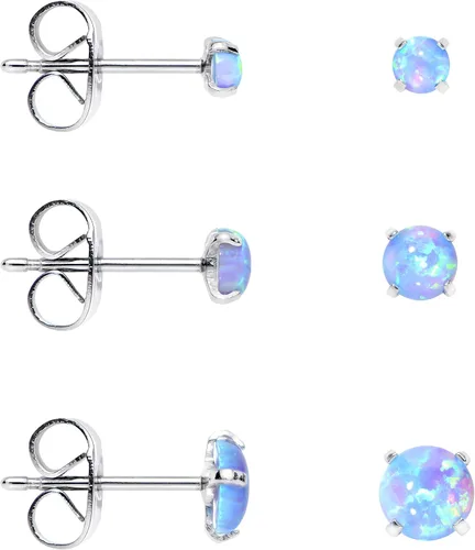 Miniatura 2 de Body Candy Aretes de acero inoxidable sintético con broche de ópalo paquete de 3